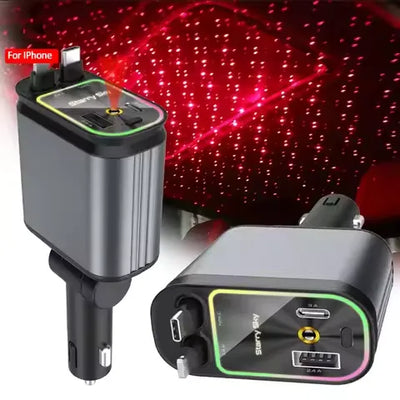 120W 4 IN 1 Retractable Car Fast Charger
